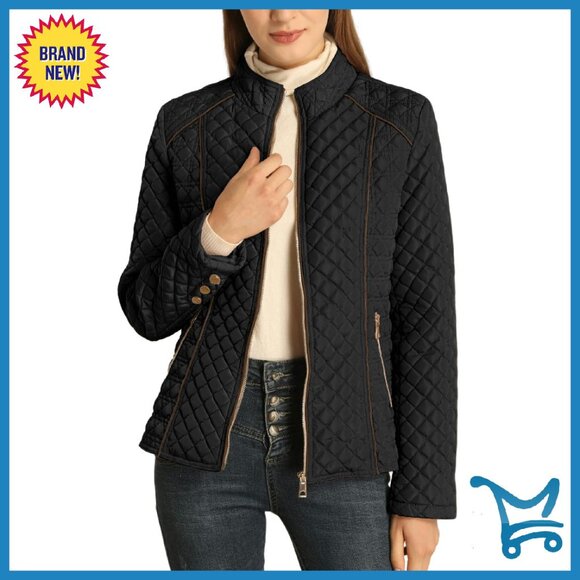 Lightweight Quilted Puffer Jacket with Stand Collar Removable Belt